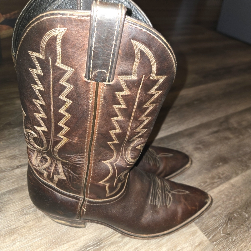 VTG CODE WEST Classic Western Cowboy Boots Brown/black‎ Leather men's Si…